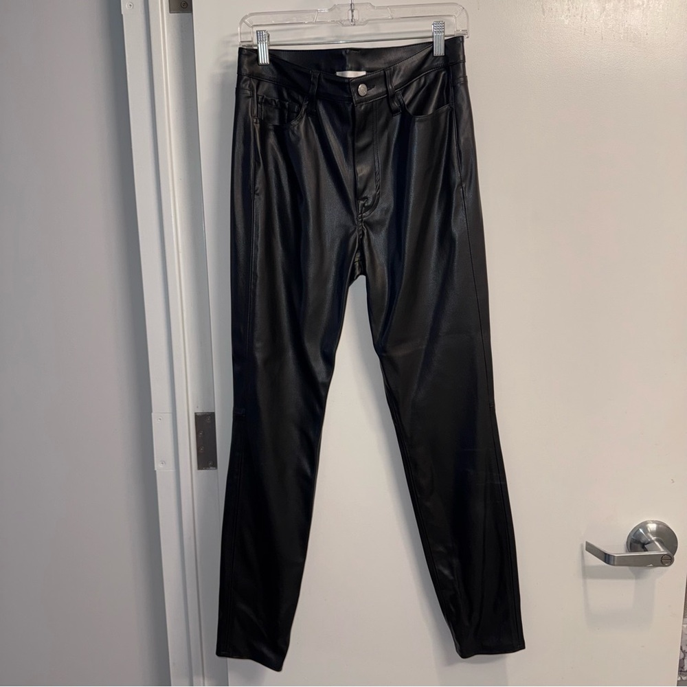 7 For All Mankind Black Faux Leather Skinny Pants